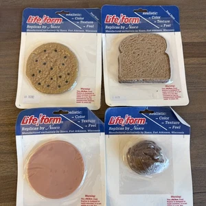 Lebensform Lebensmittel von Nasco Replik Lebensmittel 4 Stück NEU Bohnen, Brot, Kekse, Bologna - Bild 1 von 12