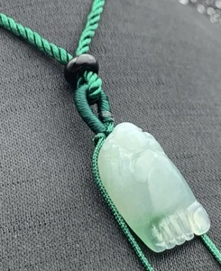 Video Certified Icy Green Natural A Jade jadeite pendant Spider Foot 知足常乐 411548 - Picture 1 of 12