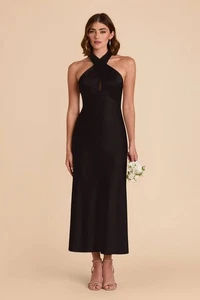 NWT Birdy Grey Bridesmaid Monique Matte Satin Black Dress XS - Picture 1 of 10