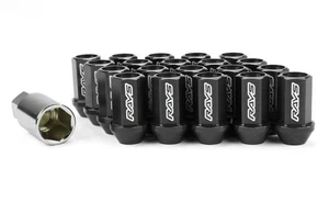 RAYS BLACK LUG DURA NUTS STRAIGHT L42 42MM WHEEL WHEELS LOCK M12x1.5 12x1.5 - Picture 1 of 4