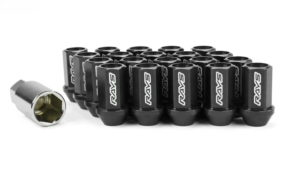 Rays Dura-nut L42 Straight Type Lug Nuts With Locks Set of 20 12x1.5 Black