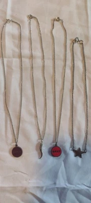 Y2K NECKLACES, FOUR(4) SILVER "BITCH", "BRAT", ITALIAN HORN, STAR, 16", Fun! - Image 1 of 4