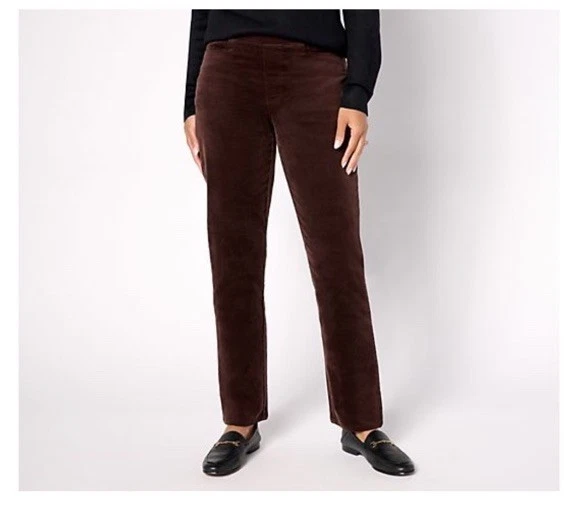 Pantalón Denim & Co PETITE Terciopelo Elástico Pierna Recta NEGRO PEQUEÑO MEDIANO Foto 1 de 4