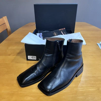 Marsèll Spatoletto Mujer Botín Cuero Negro Cremallera Lateral Caja Hecho a Mano 7.5 37.5 Foto 1 de 4