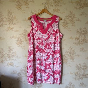 Tommy Bahama Minikleid rosa weiß Hibiskus tropisch Hawaii Blumendruck XL - Bild 1 von 9
