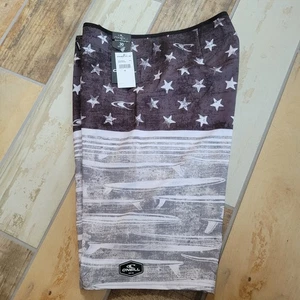 NWT O'Neill Men's Surf Patriot Hyperfreak Boardshorts Sz. 30 Black/Grey NEW - Picture 1 of 4