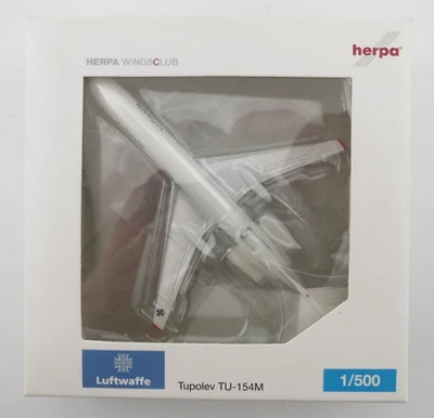 Herpa Luftwaffe Tupolev TU-154M Model - 1:500 - 505239 - Image 1 of 4