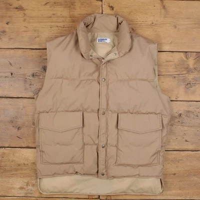 Lands End Puffer Vest Jacket XL Mens Beige Outdoor Casual Padded Gilet - Image 1 of 4
