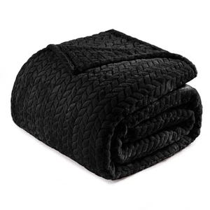 Exclusivo Mezcla Queen Size Flannel Fleece Blanket, 90x90 Inches Soft Jacquard - Picture 1 of 10