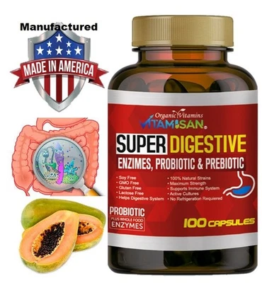 Enhanced Super Digestive Enzymes 100 Cap  probiotic prebiotic  Digestive Support - Image 1 of 4