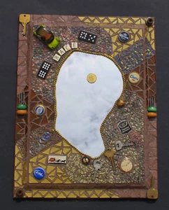 DER MANN WANDSPIEGEL WUNDERSCHÖN HANDARBEIT mit SCHÖNEN DINGEN drauf MR116 - Bild 1 von 8