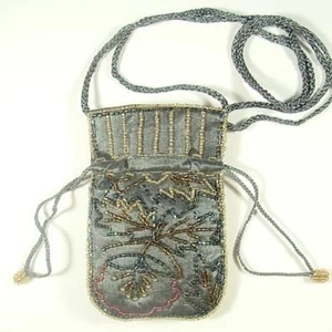 Smartphone-Tasche mit Perlenstickerei grau - Picture 1 of 1
