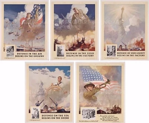 Patriotisches Poster Industrie Arsenal Demokratie Flagge Kriegspropaganda WW2 USA WWII Set - Bild 1 von 6