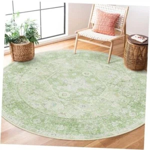  Round Rugs 6ft,Circle Area Rug Washable, Boho Circular Rugs for 6'x6' Green - Picture 1 of 7