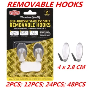 Self-Adhesive Silver Color Removable Hooks Hold Strongly Sticky Wall Home Use - Picture 1 of 5