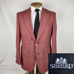 Vintage Stafford Mens Blazer 40R Red Gold Button Sport Coat - Picture 1 of 12