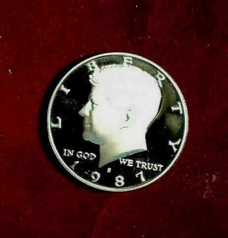 1987 - S   Kennedy Half Dollar Proof Clad Deep Cameo  Gem Beauty  Free  Shipping Cover