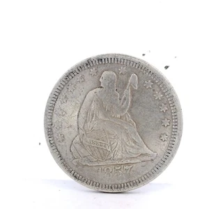 1857 Seated Liberty Quarter 25C Coin - VF - 90% Silver - Picture 1 of 8