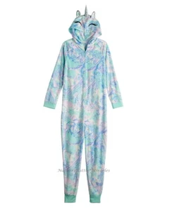 Unicorn One Piece Pajamas Union Suit Hoodie Size 6-16 Girl Christmas Costume NWT - Picture 1 of 2