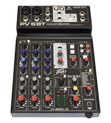 Peavey PV 6 BT 6 Channel Compact Mixing Mixer Console with Bluetooth - Image 1 of 4