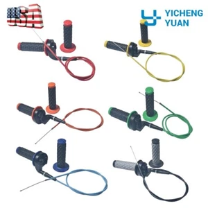 7/8" 22mm Handlebar Handle Grips Throttle Cable For Dirt Pit Bike ATV Motorcycle - Picture 1 of 7
