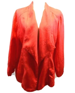Chicos 3 Coral Linen Jacket Cascading Front  - Picture 1 of 9
