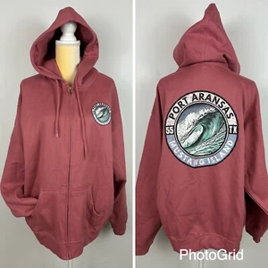 Port Aransas Mustang Island Hoodie Sweatshirt mit durchgehendem Reißverschluss Damen XL lila Taschen - Bild 1 von 11