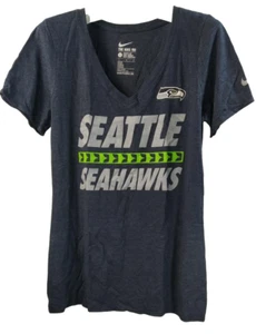 Nike Women's Seattle Seahawks Team Stripe T-Shirt NAVY - LARGE - Picture 1 of 5