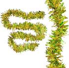 Chunky Cut Dense Tinsel Christmas Tree Decoration Garlands Green Gold 2m x 100mm