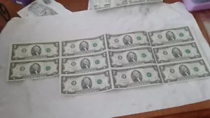 15 piezas, (11/4) 1995 Raro Serie F - Sin cortar, 2 billetes de dólar patrón números de serie - Imagen 1 de 9