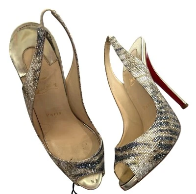Christian Louboutin Gamma Talon 120 Bombas em Sirene Glitter Dourado - Imagem 1 de 4