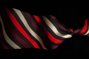 Bijoux Terner - Men's Red Stripe 100% Silk Neck Tie 4"W x 62"L (LONG) - Picture 1 of 6
