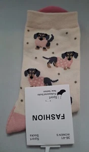Damen Socken mit Motiv Baumwolle Bunt Sneaker Hund Dackel36-41 - Bild 1 von 3
