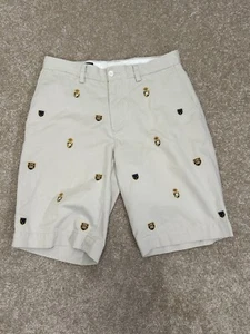 Polo Ralph Lauren Shorts Mens 30 Beige Chino Flat Front Cotton Crest AOP Preppy - Picture 1 of 6