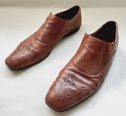 Nex-tech Italy Men&#39;s 46/11.5-12 Brown Leather Loafers Wigtip Causal Dress Shoes