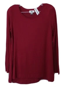 Old Navy Top S New Burgundy Red Rayon Stretch Knit Hi Lo Hem Long Sleeve Tee NWT - Picture 1 of 4