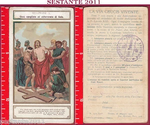 1270 SANTINO HOLY CARD VIA CRUCIS STAZIONE X GESù SPOGLIATO ABBEVERATO DI FIELE - Picture 1 of 1