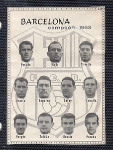 Spagna Calcio Barcelona Allineamento Ovest Da Coppa Dell'Anno 1963 (DH-559) - Picture 1 of 1