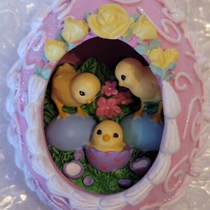Peep-a-Boo Chicks Pink Sparkling Egg Handcrafted Hallmark Keepsake Ornament - Picture 1 of 21