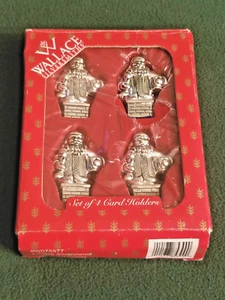 Wallace Silversmiths 4 pc PLACECARD PHOTO HOLDERS Silverplated Santa CHRISTMAS - Picture 1 of 9