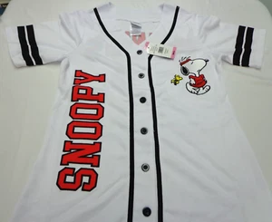 Snoopy  Peanuts   Button Up Baseball Jersey Shirt Women’s Small NEW - Picture 1 of 9