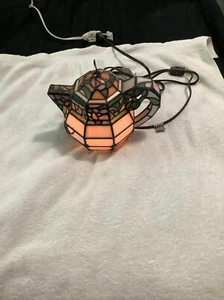 Vintage Tiffany Style Teapot Stained Art Glass Table Lamp Candles On/Off Cord - Picture 1 of 6