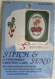 Myart STITCH & SEND ~~ SILENT NIGHT ~~ Cross Stitch Greeting Card KIT - Picture 1 of 3