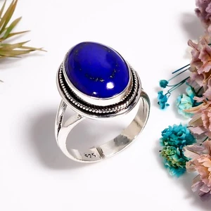 Lapislazuli Edelstein Vintage Handmade Jewelry.925 Silberring Adjus. RG-13014 - Bild 1 von 2
