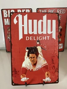 Cerveza Hudepohl - Letrero de metal de los Rojos de Cincinnati - Pete Rose - Hudy Delight - Imagen 1 de 5