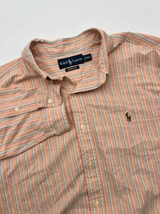 Polo Ralph Lauren Shirt Men 2XL Classic Fit Orange Blue Green Button Up Striped - Picture 1 of 10
