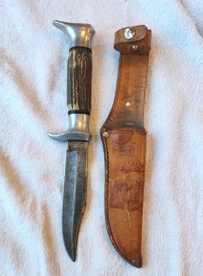 Vintage Original Bowie Knife Edge Brand Solingen Germany stag with sheath #054 - Image 1 of 4