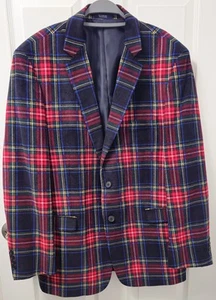 Saddlebred Sport Coat Mens 44R Plaid Cotton Corduroy Blazer Suit Jacket 2 Button - Picture 1 of 4