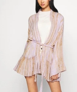 Free People Size XS/S FP One Sasha Tie Dye Kimono Lavender Combo Belted Top - Picture 1 of 12