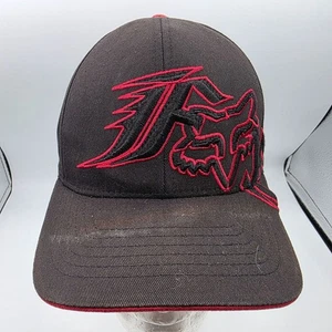 Fox Racing Mens L/XL Black Red Embroidered Baseball Hat Casual Cap Motorcycles - Picture 1 of 9